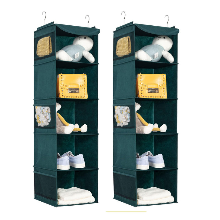2er Set Hängeregal Kleiderschrank Organizer, 5 Fächer hochwertige Hängeaufbewahrung mit Eisengestell