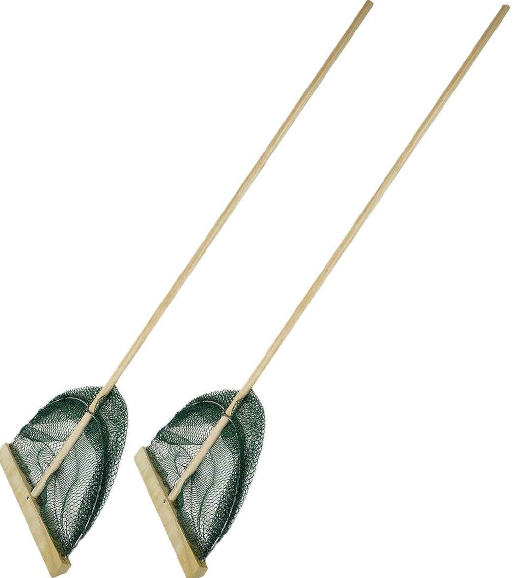 Garnelennetz XL - 40cm Breit - Holzstiel 130cm lang - Grabenetz - Fischernetz 2 Stuck, 2 Stuck