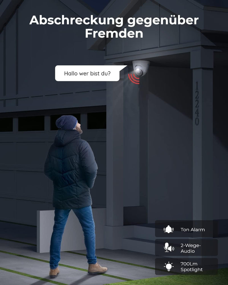 Reolink 4K PoE Überwachungskamera Aussen mit Spotlight, 3X Optischer Zoom, 2-Wege-Audio, Farbige Nac