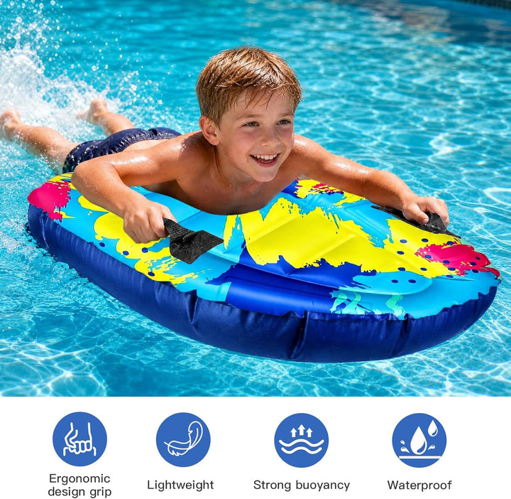 Bodyboard Aufblasbar, Aufblasbares Bodyboard Kinder mit Griffen – Faltbares Aufblasbares Schwimmbret