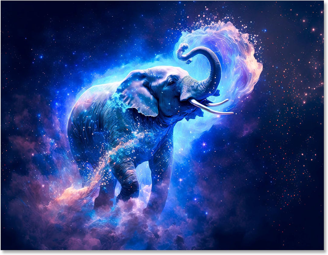 wandmotiv24 Leinwandbild Fantasy, 100x75cm, Querformat, Elefant, Deko, Bilder auf Leinwand, Wanddeko