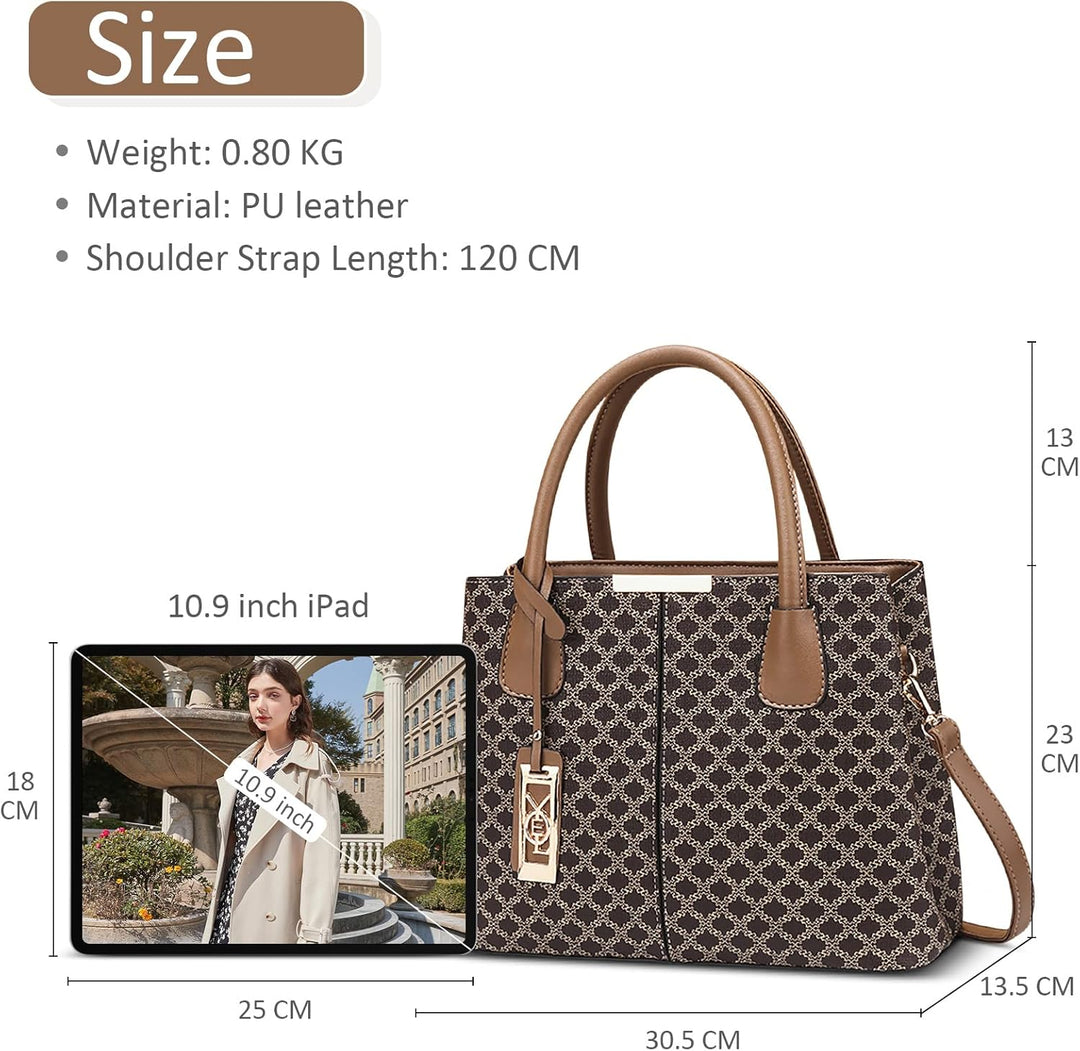 DIRRONA Retro Damen Handtasche Klassischer Druck Umhängetasche Elegant Schultertasche Lässig Crossbo