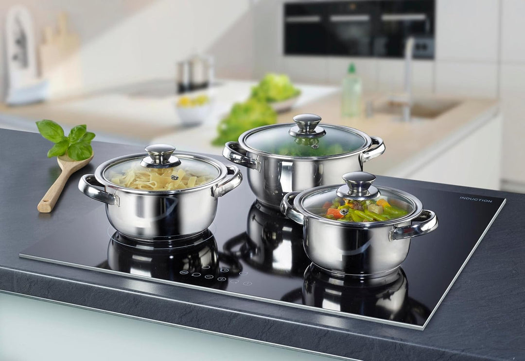 King T2252S Kochtopfset Trio mit Deckel, Edelstahl, 16, 18 und 20 cm, 3-teilig