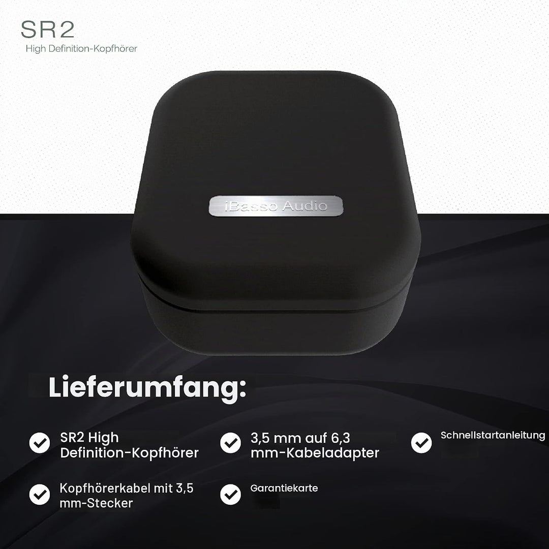 iBasso SR2 High Definition Audiophile Open-Back Kopfhörer, Over-the-Ear Kopfhörer mit Kabeladapter