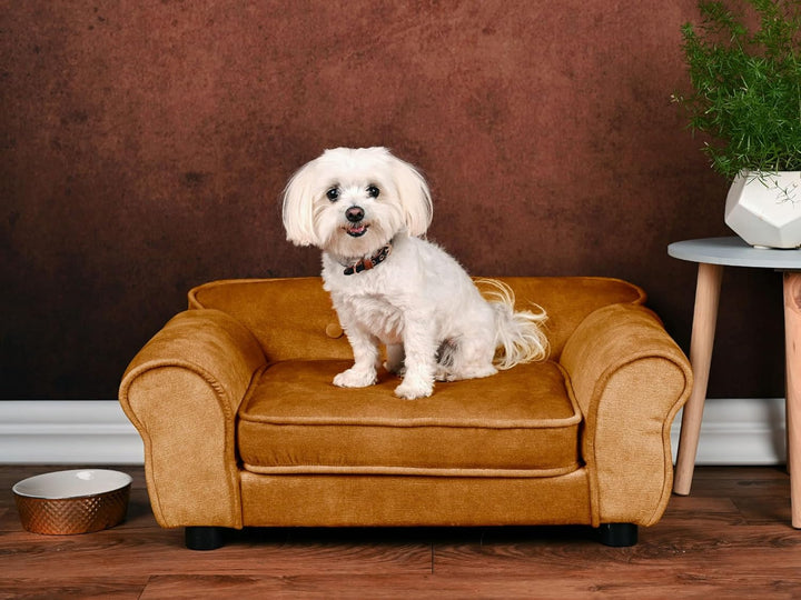MG Design Haustiersofa in Orange – stabiles Holzgestell, weich gepolstert, pflegeleicht – Hundesofa