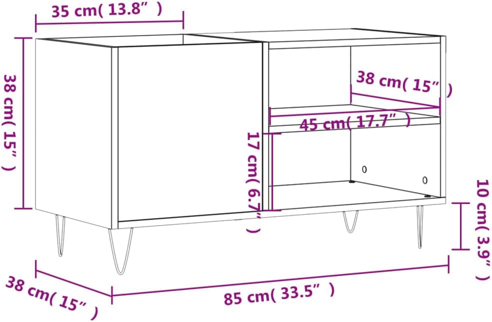 Rantry CD-Schrank, Holztechnik, Grau, Beton, 85 x 38 x 48 cm, CD-Rack, Standregal, Aufbewahrung, Möb
