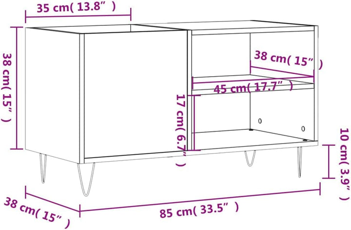 Rantry CD-Schrank, Holztechnik, Grau, Beton, 85 x 38 x 48 cm, CD-Rack, Standregal, Aufbewahrung, Möb