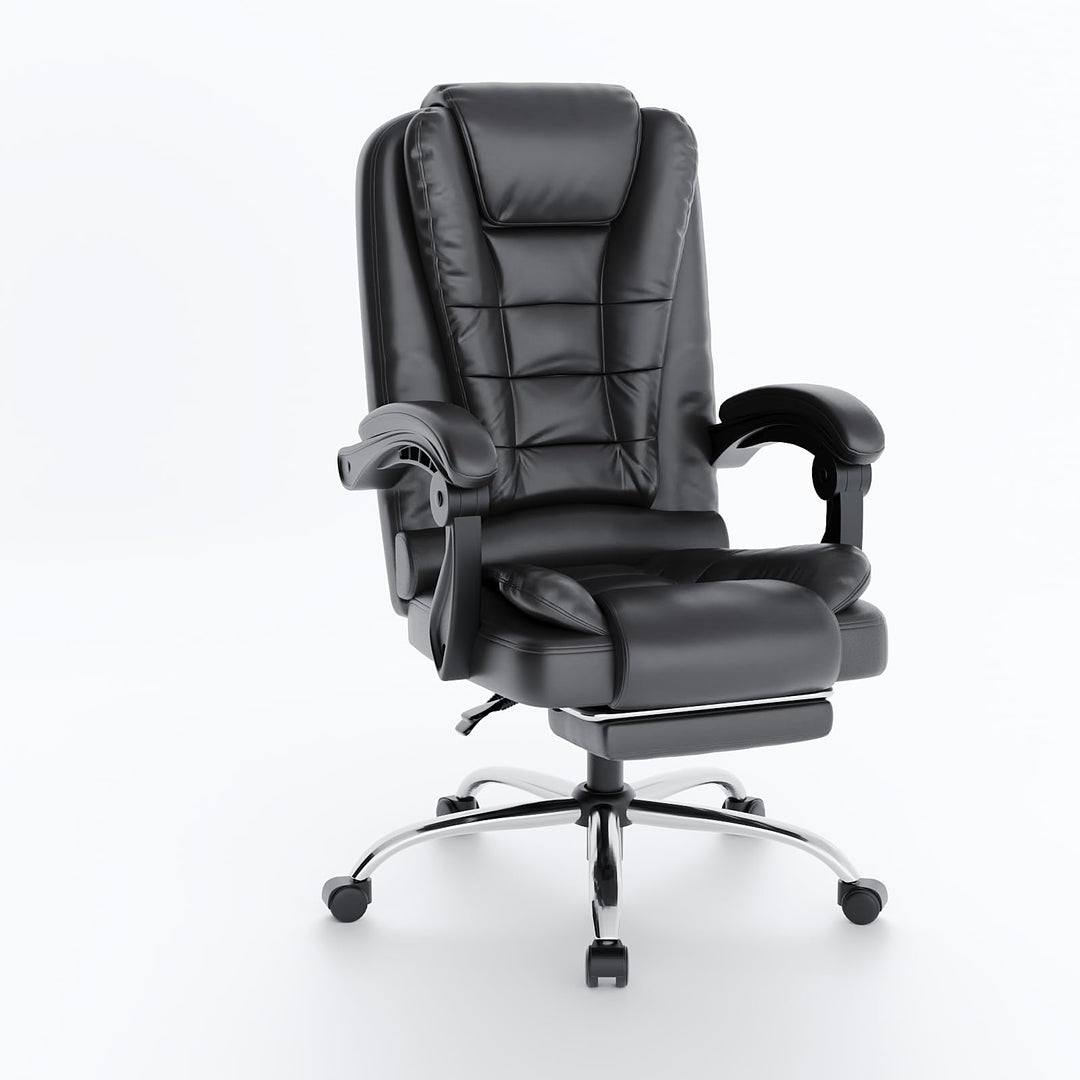 rattantree Ergonomischer Bürostuhl Mit Fussstütze, Schreibtischstuhl, PU Leder Computerstuhl mit Gep