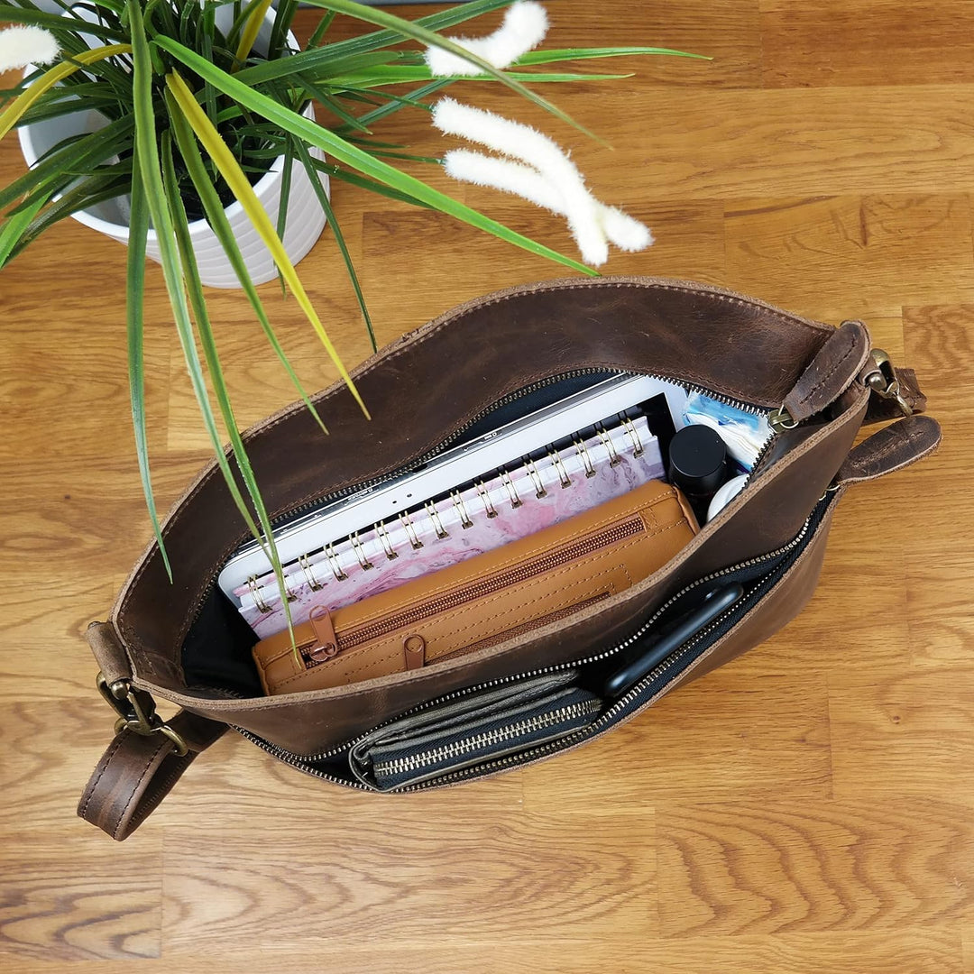 LECONI Umhängetasche für Damen Schultertasche Freizeittasche Damentasche Frauen Ledertasche Handtasc