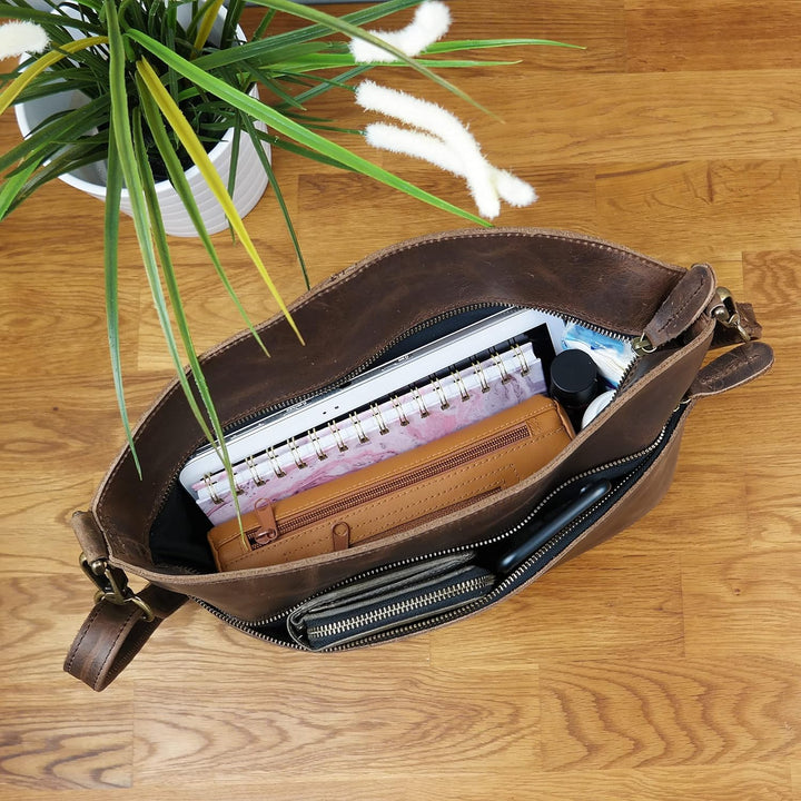 LECONI Umhängetasche für Damen Schultertasche Freizeittasche Damentasche Frauen Ledertasche Handtasc