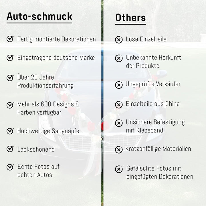 Rosen Girlande Braut Paar Rose Deko Dekoration Autoschmuck Hochzeit Car Auto Wedding ®Auto-schmuck D