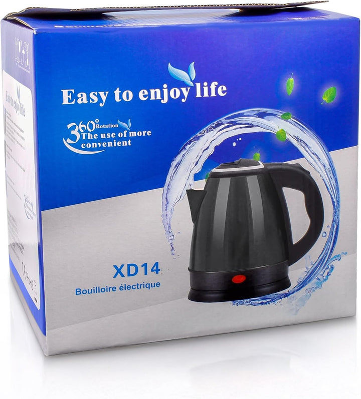 Edelstahl-Wasserkocher XD14 elektrisch – 1,2 Liter, 1.500 W – mit Abschaltautomatik (Schwarz), Schwa