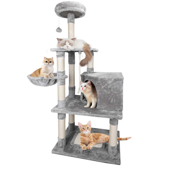 Nobleza Katzenbaum Kratzbaum Gross 148cm, Kletterturm mit 9 Sisal Säulen, 2 Plattformen, Hängematte