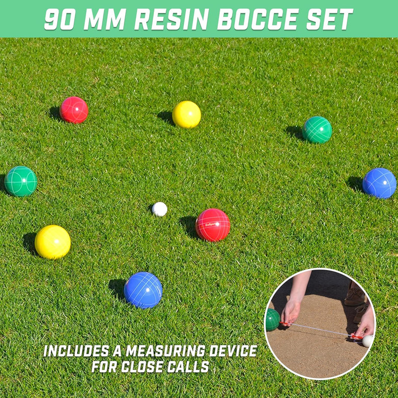 GoSports Backyard Boccia-Sets mit 8 Kugeln, Pallino, Koffer und Messseil – wählen Sie zwischen klass