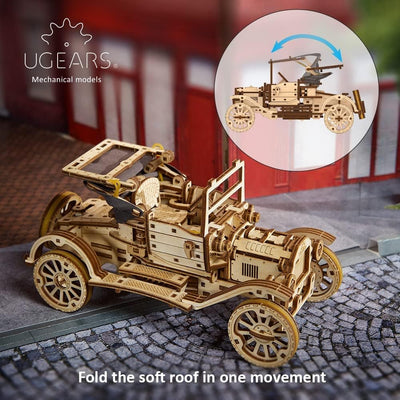 UGEARS 3D Puzzle Holzbausatz Auto - Retro Spielzeugauto Modellbausatz Erwachsene und Kinder - 3D Hol