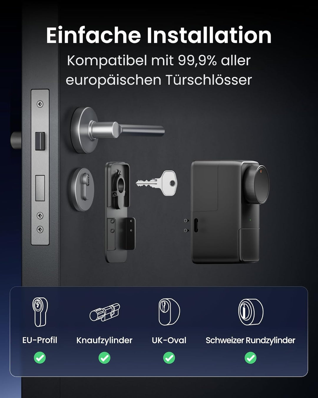 SwitchBot WLAN Smart Lock Pro Mit Aufladbarem Akku, Matter Over WiFi, Elektronisches Türschloss, sch