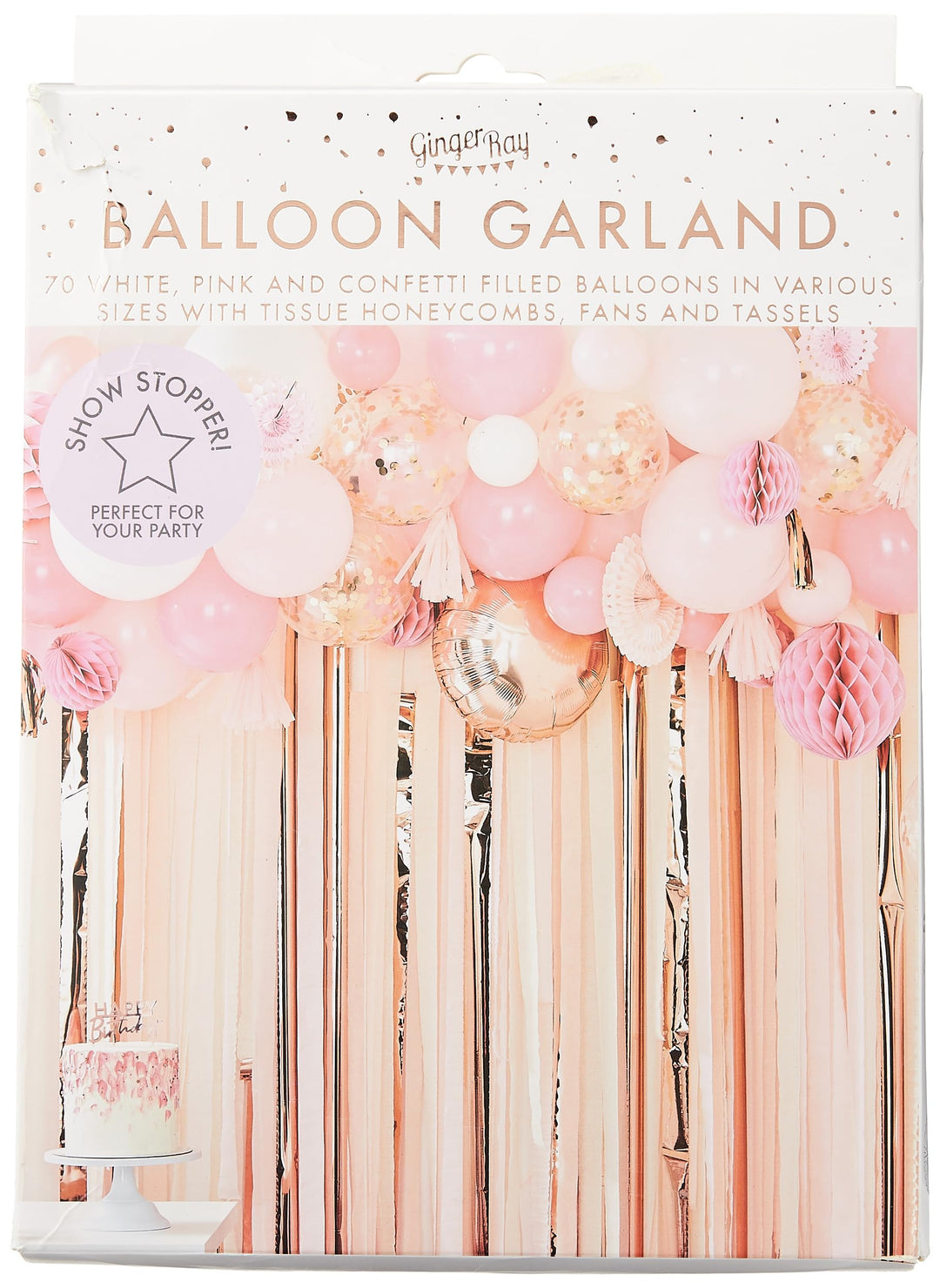 Ginger Ray Blush and Peach Balloon and Fan Garland Party Backdrop Mix Rosa Ballon Fan Girlande, Rosa