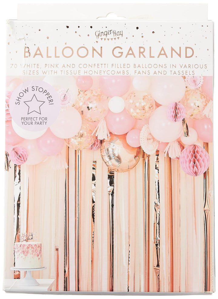 Ginger Ray Blush and Peach Balloon and Fan Garland Party Backdrop Mix Rosa Ballon Fan Girlande, Rosa