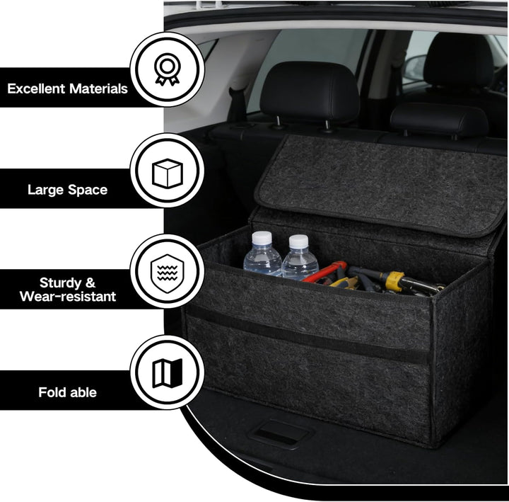 Auto Kofferraum Organizer klett,Faltbar Kofferraumtasche,Rutschfest Filz Auto Organizer Toolbag,Auto