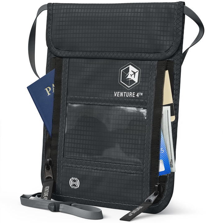 Venture 4TH Travel Neck Wallet with RFID Blocking – Passport Holder Neck Pouch to Keep Your Cash and