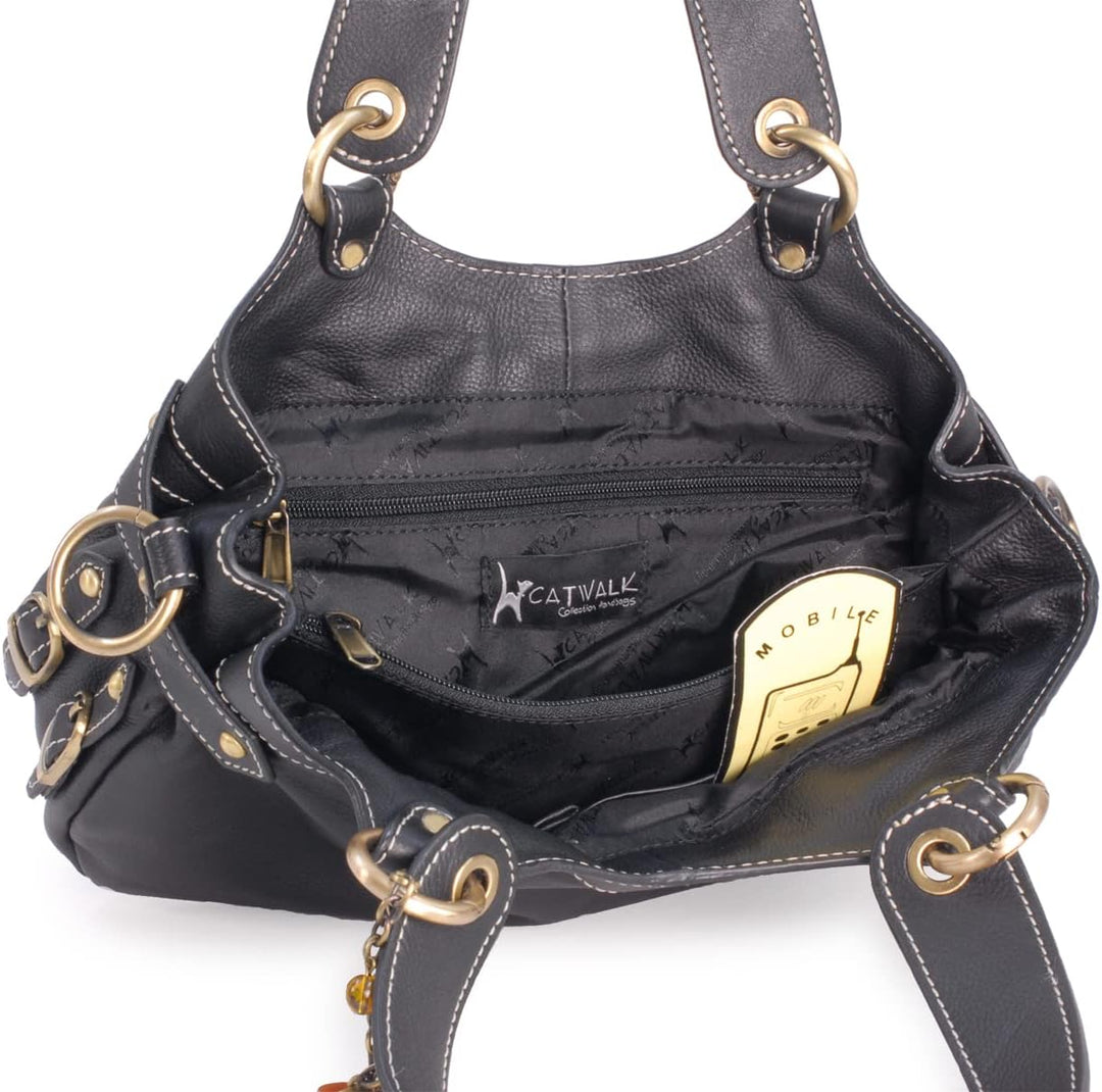 Catwalk Collection Handbags - Leder - Umhängetasche/Schultertasche - Handtasche mit Schultergurt - N