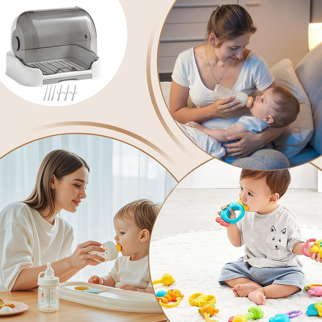 Babyflaschen Aufbewahrung,Milchflaschen Organizer Für Arbeitsplatte Mit Abtropfschale | Staubdichte