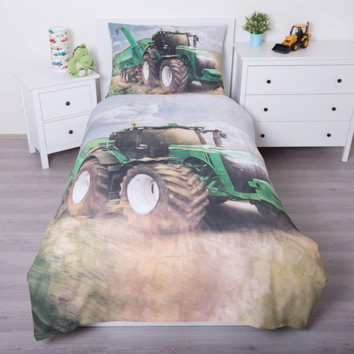 Jerry Fabrics Traktor Einzelne Baumwolle Bettbezug und Kissenbezug Set