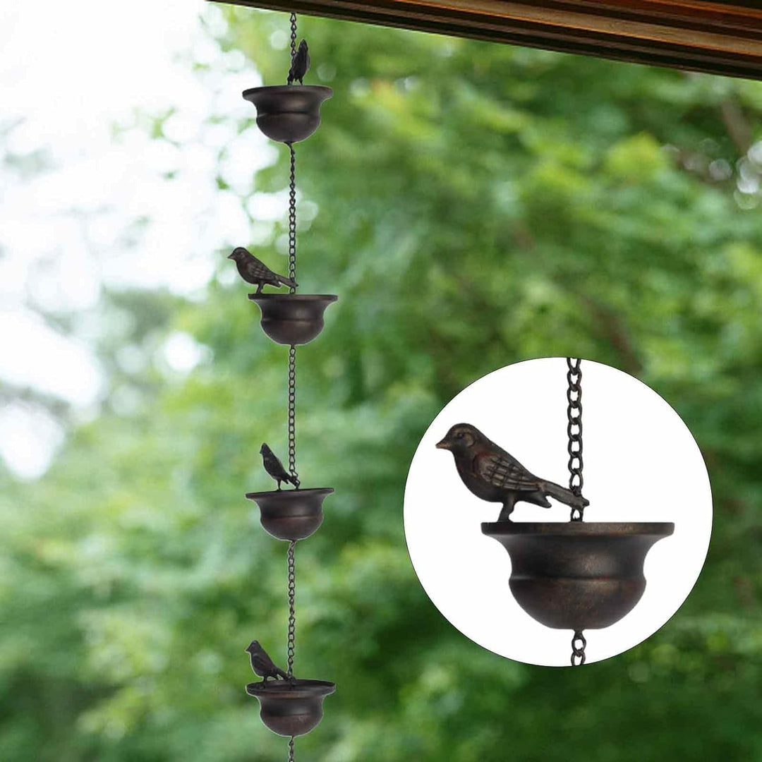 Vogel Regenkette, Vögel Auf Tassen Dachrinnen Fallrohr Mobil, Metall Regenkette Dekorativer Regensch