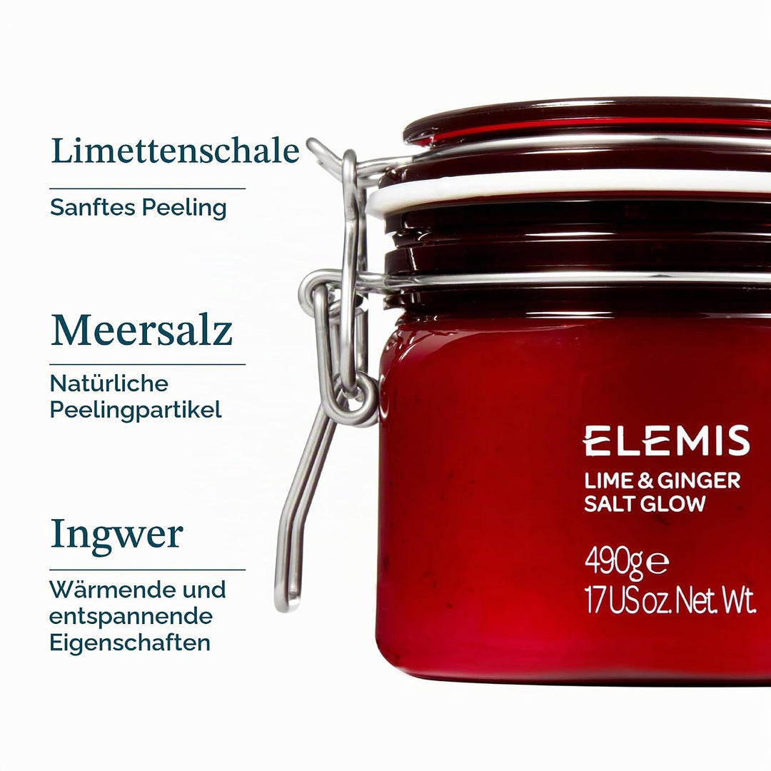 Elemis Limetten und Ingwer Salt Glow, belebendes Körperpeeling, 1er Pack (1 x 490 g) 490 g (1er Pack
