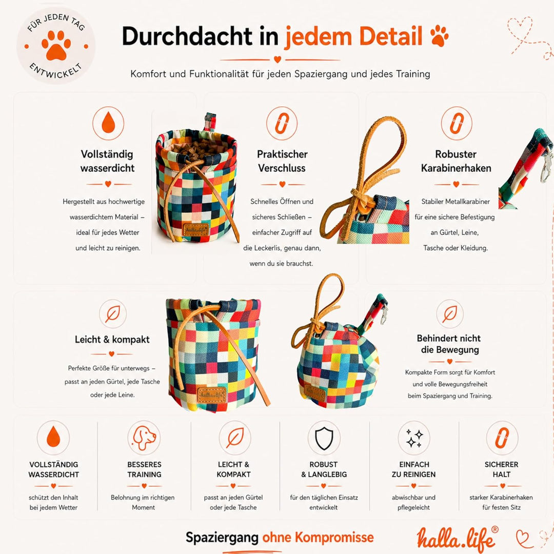 Leckerlibeutel für Hunde mit Magnetverschluss. Leicht zu reinigende Trainingstasche mit abnehmbarem