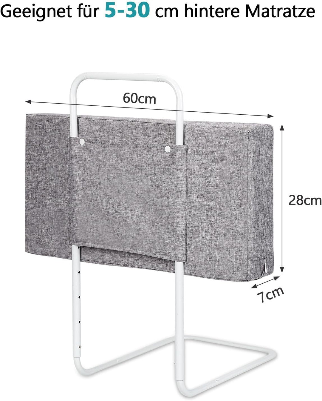 Bettgitter 60 cm, Bettschutzgitter Rausfallschutz, 5-Fach höhenverstellbar 40-60 cm, weicher Seitens