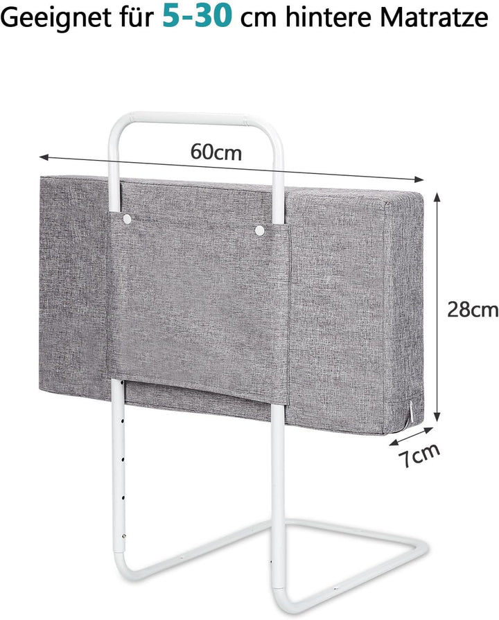 Bettgitter 60 cm, Bettschutzgitter Rausfallschutz, 5-Fach höhenverstellbar 40-60 cm, weicher Seitens