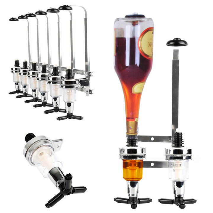 6 Flaschen Getränkeportionierer Bar Butler Wand Flaschenhalter Saft Getränkespender für Cocktail, Ba