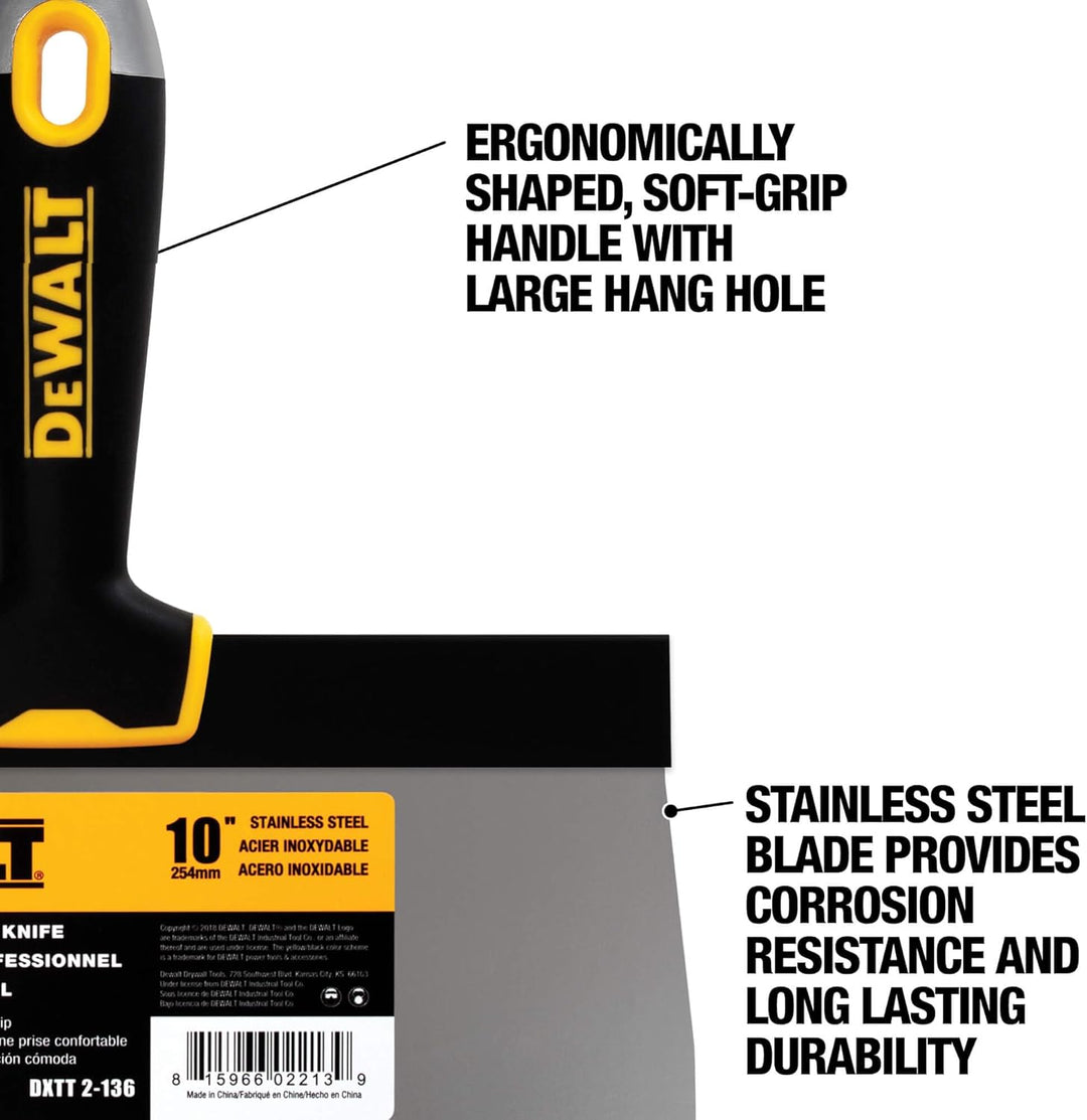 DEWALT DXTT-2-136 Taping Messer, Edelstahl, mit weichem Griff, 25,4 cm 10-Inch, 10-Inch