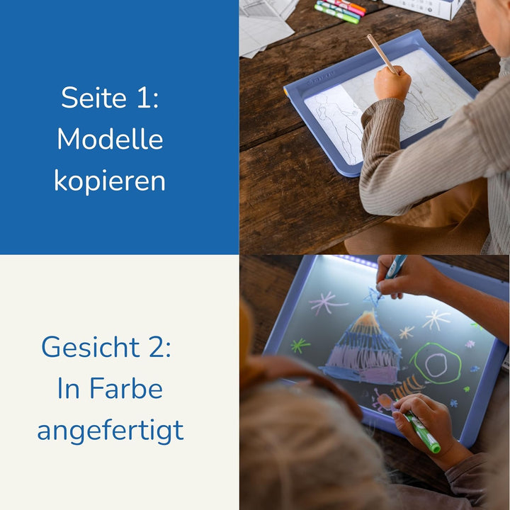 KIDYWOLF - K-Draw PRO Manga - Leuchttisch für Kinder Wiederaufladbar - Zeichenset mit 13 Vorlagen &