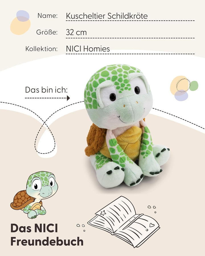 NICI Kuscheltier Schildkröte 32cm - grün - 63072 | Stofftier aus weichem Plüsch, niedliches Plüschti