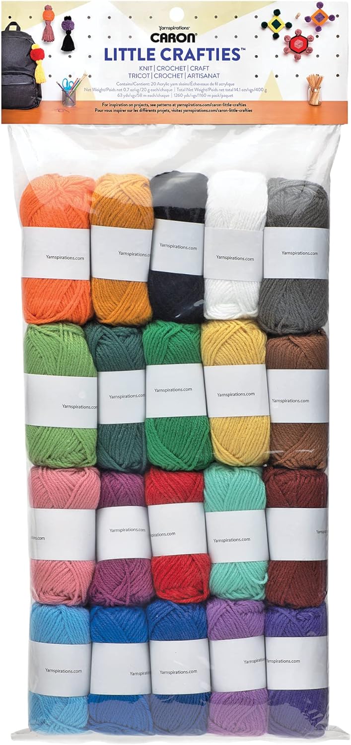 Caron® Little Crafties™ 20 verschiedene Acryl-Garnknäuel, je 63 m, für Strick- und Häkelprojekte, Mu