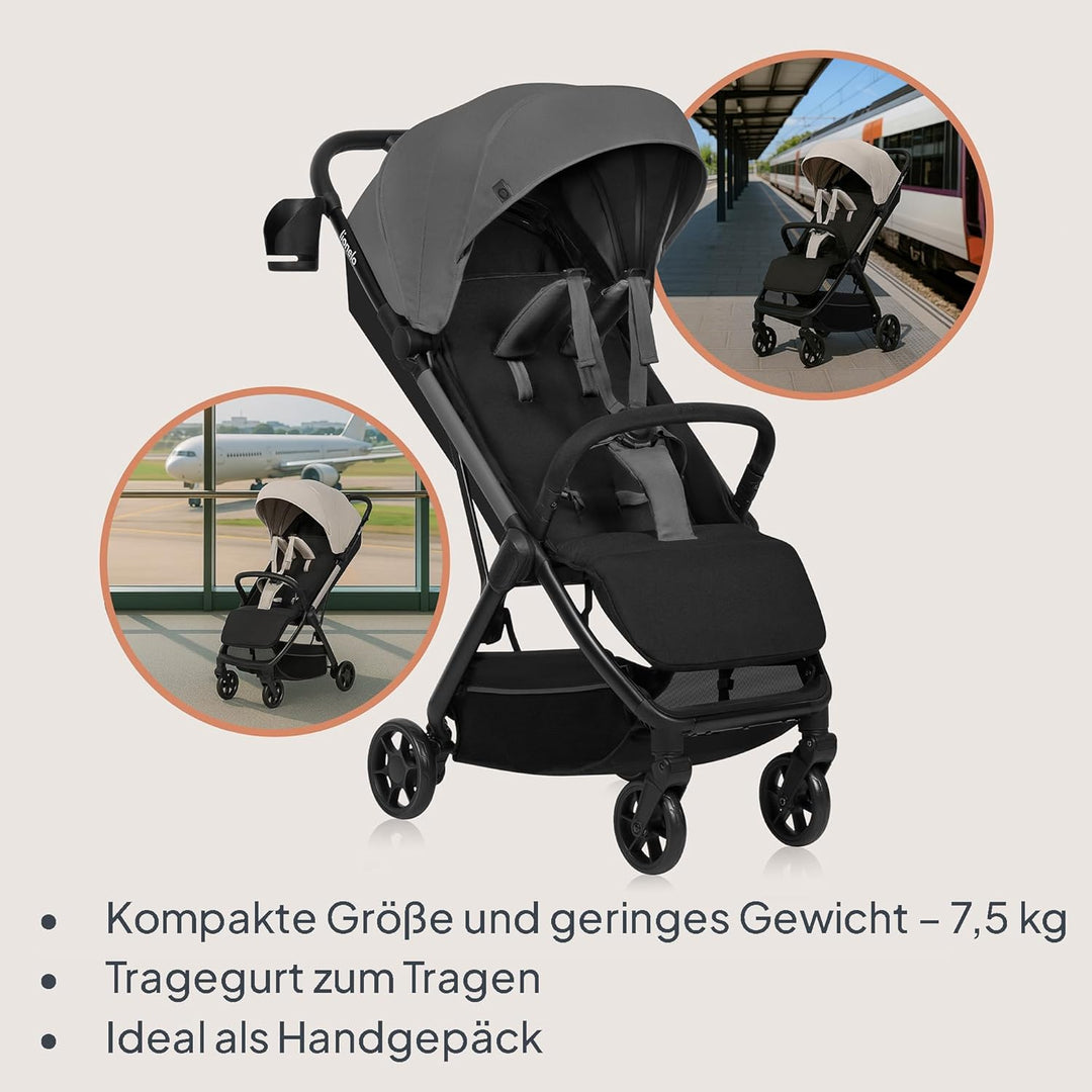 Lionelo Julie Air Buggy bis zu 22 kg von 6 m bis 4 Jahre Für Flugzeug Schwenkräder 360° Federung Ein