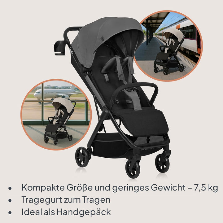 Lionelo Julie Air Buggy bis zu 22 kg von 6 m bis 4 Jahre Für Flugzeug Schwenkräder 360° Federung Ein