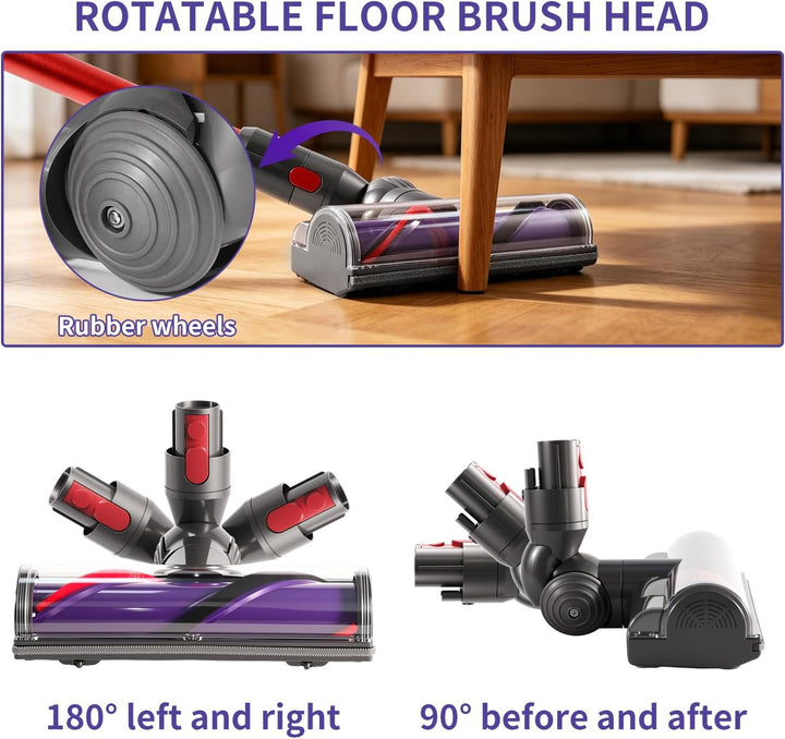 KENVOR Bürste kompatibel mit Dyson V7 V8 V10 V11 V15 Gen5 mit Gummibeschichteten Rädern für Kurzflor