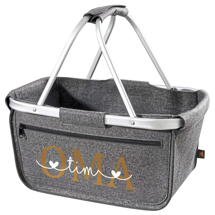 Einkaufskorb personalisiert Geschenk OMA MOM + Namen I Filzkorb Geburtstag Geburt Baby Kindernamen M