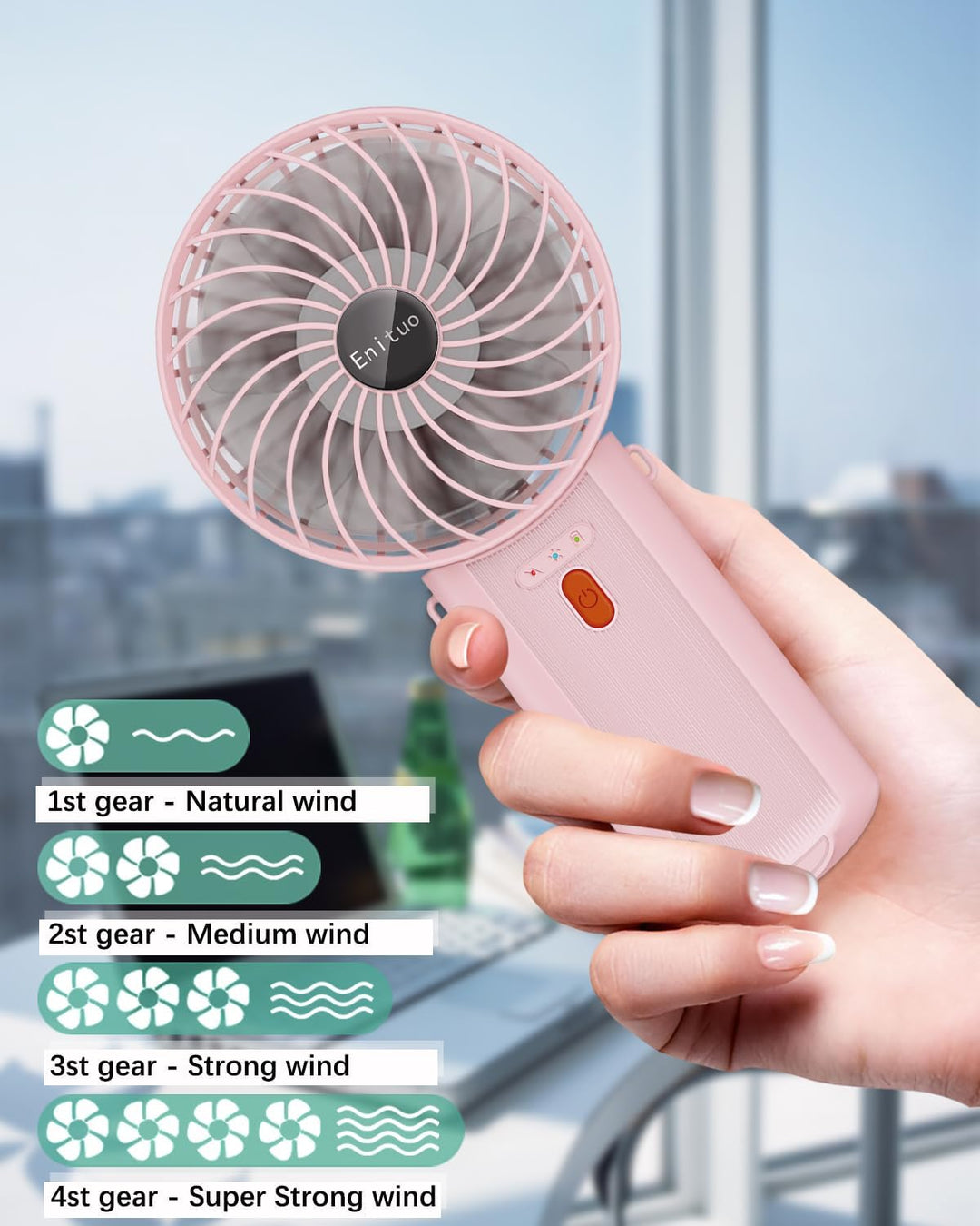 2er-Pack Handventilator Tragbarer, USB Wiederaufladbar Mini Ventilator, 180° Faltbarer Tischventilat