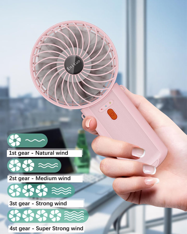 2er-Pack Handventilator Tragbarer, USB Wiederaufladbar Mini Ventilator, 180° Faltbarer Tischventilat
