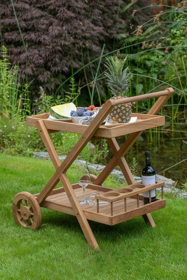 bene living Teakholz Servierwagen mit Rollen - Chester