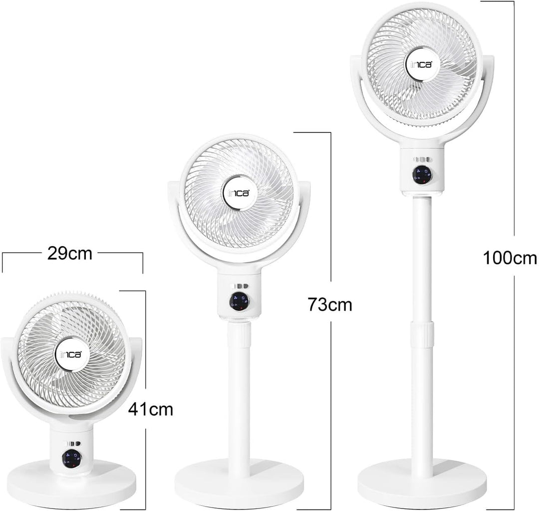 İnca IAF-01B Standventilator, 9000 mAh Akku, LED-Bedienfeld, leiser BLDC Motor, 5 Stufen, Oszillatio
