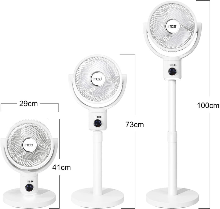 İnca IAF-01B Standventilator, 9000 mAh Akku, LED-Bedienfeld, leiser BLDC Motor, 5 Stufen, Oszillatio