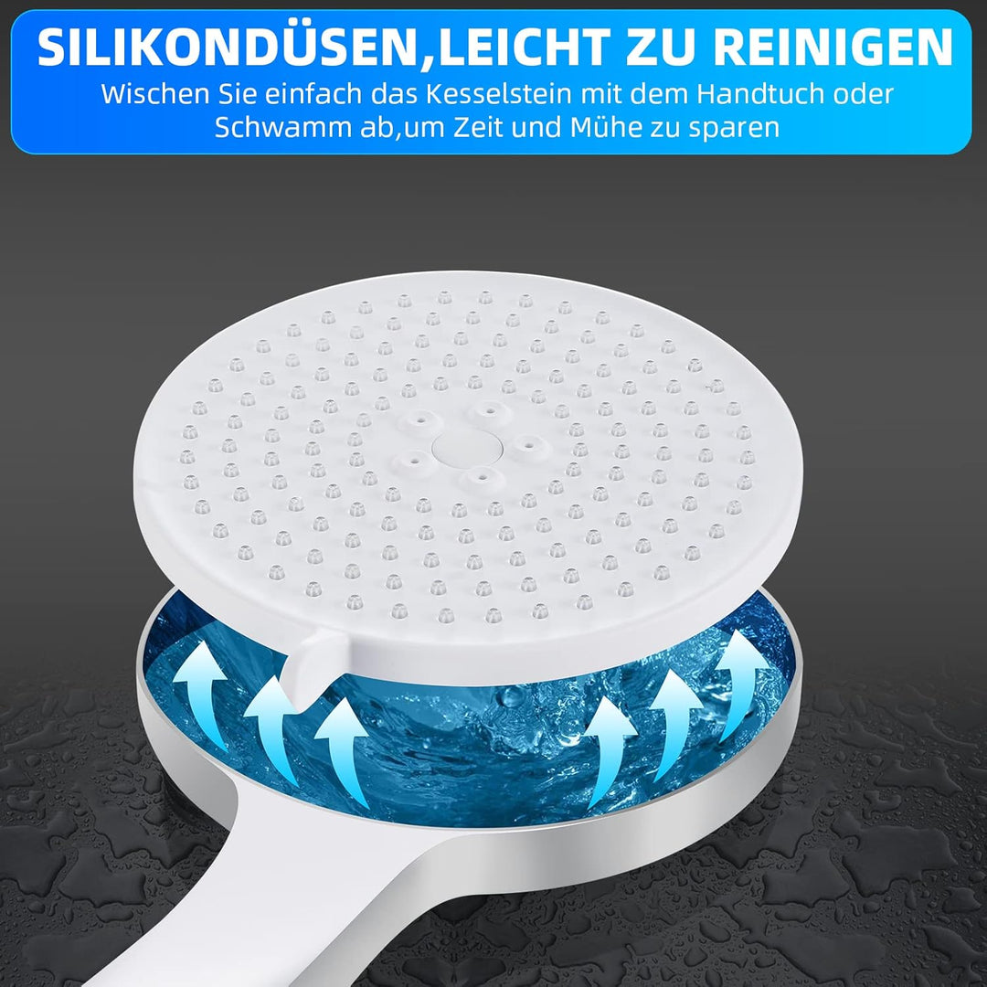 Cobbe Duschkopf Wassersparend 5 Strahlarten, Sparduschkopf für Bad und Aussenbereich(Wassersparend D