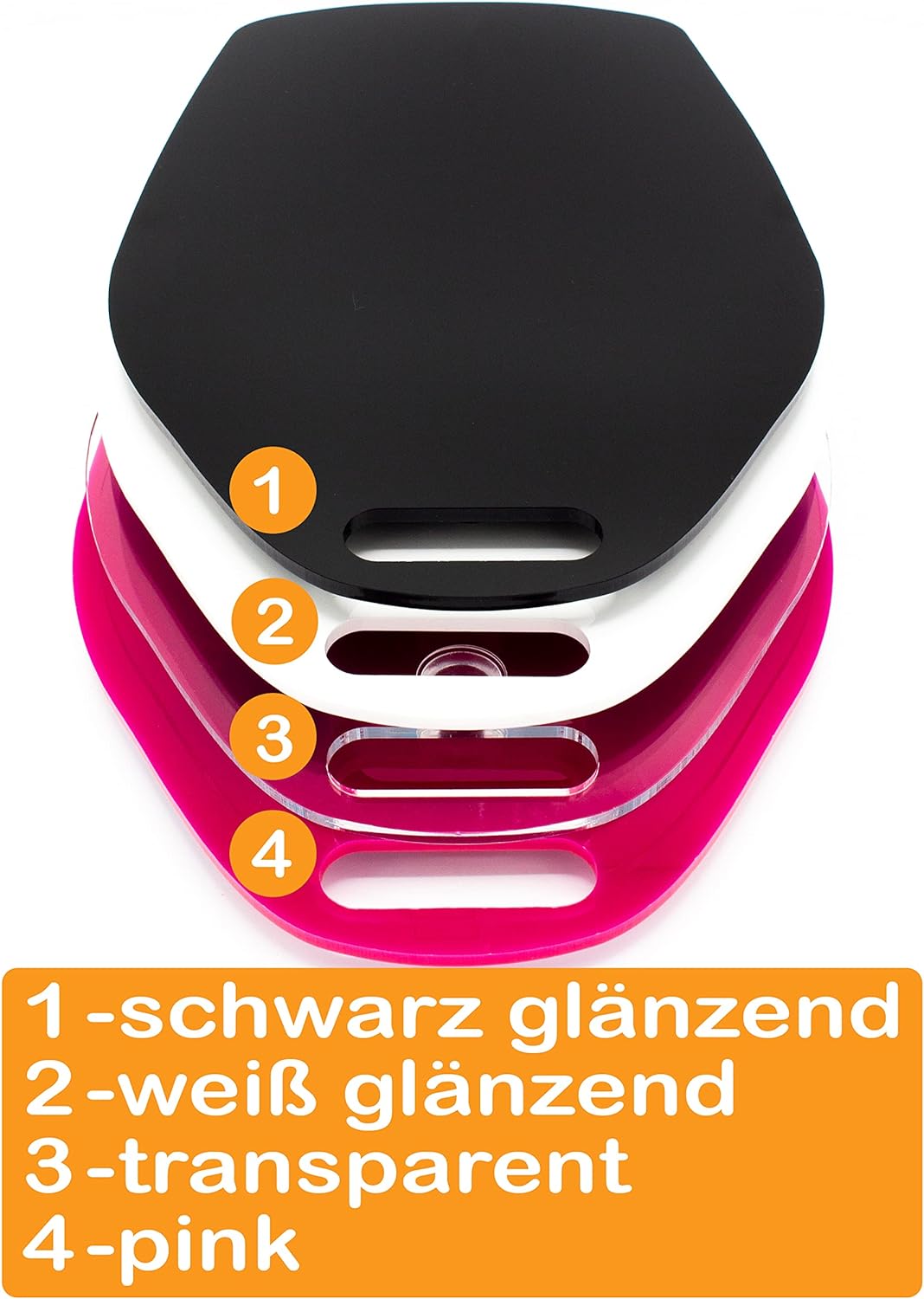 Acryl Gleitbrett mit Griff | schwarz glänzend | 38x22cm für KitchenAid Classic | Artisan | hochwerti