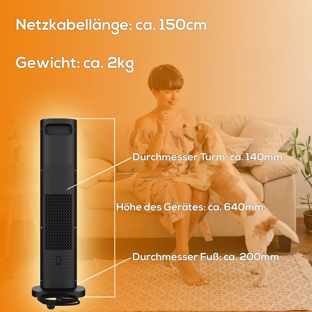 Tronitechnik® Infrarot Turm-Keramik-Heizer Elektro-Heizer 2000 Watt, Heizstrahler Standheizstrahler