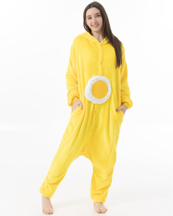 Glücksbärchi Kostüm Onesie Jumpsuit Karneval, gelb, XL XL Glücksbärchi Sonnenschein Gelb, XL Glücksb